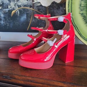 Steve Madden Mary Jane Chunky High Heels 3 Buckle Pumps Fashion Shoes Women 9.5M